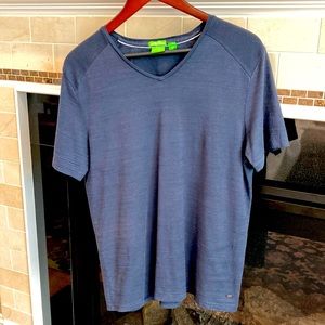 Hugo Boss Men’s Short-sleeve V-neck Shirt in Navy Blue